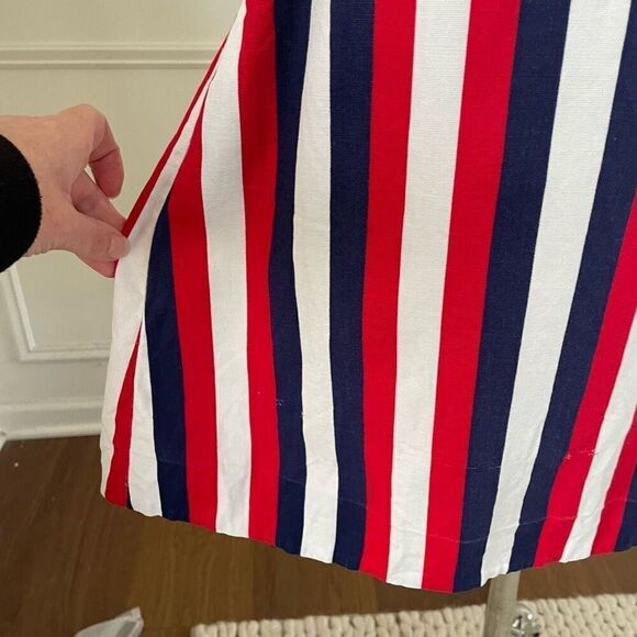 Vintage 60s Mod Stripe GoGo Mini Dress Red Blue S - Picture 3 of 9